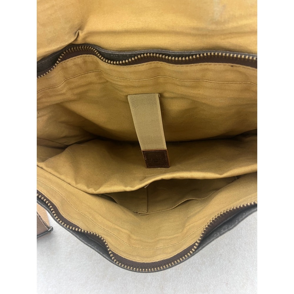Mens Waxed Canvas Messenger Bag Leather Trim Laptop Satchel Charcoal Gray Brown - Picture 10 of 12
